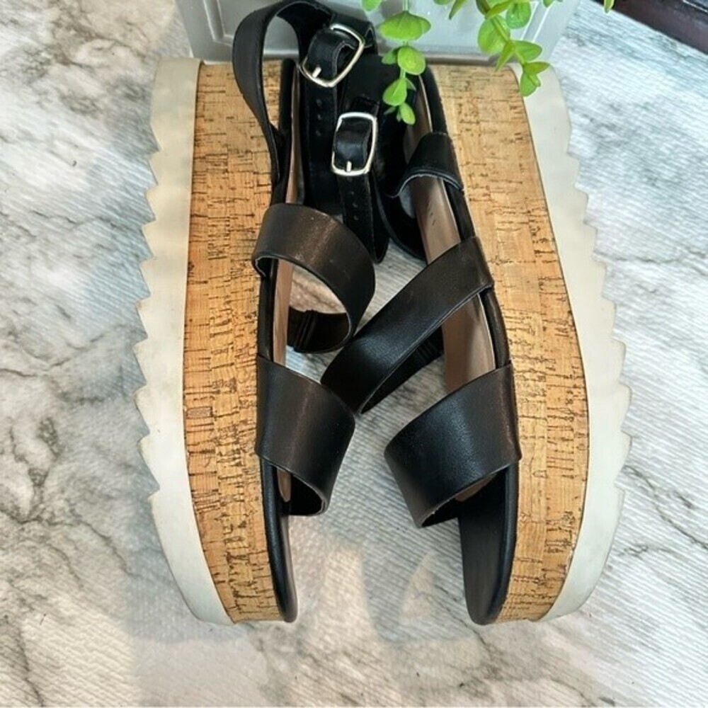 Madden Girl Black Salina Cork Look Wedge FlatForm Sporty Sandal Sz 9 - Picture 9 of 16